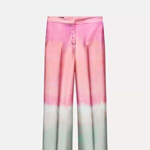NEW Zara Tie Dye Print Pants Pink Size M